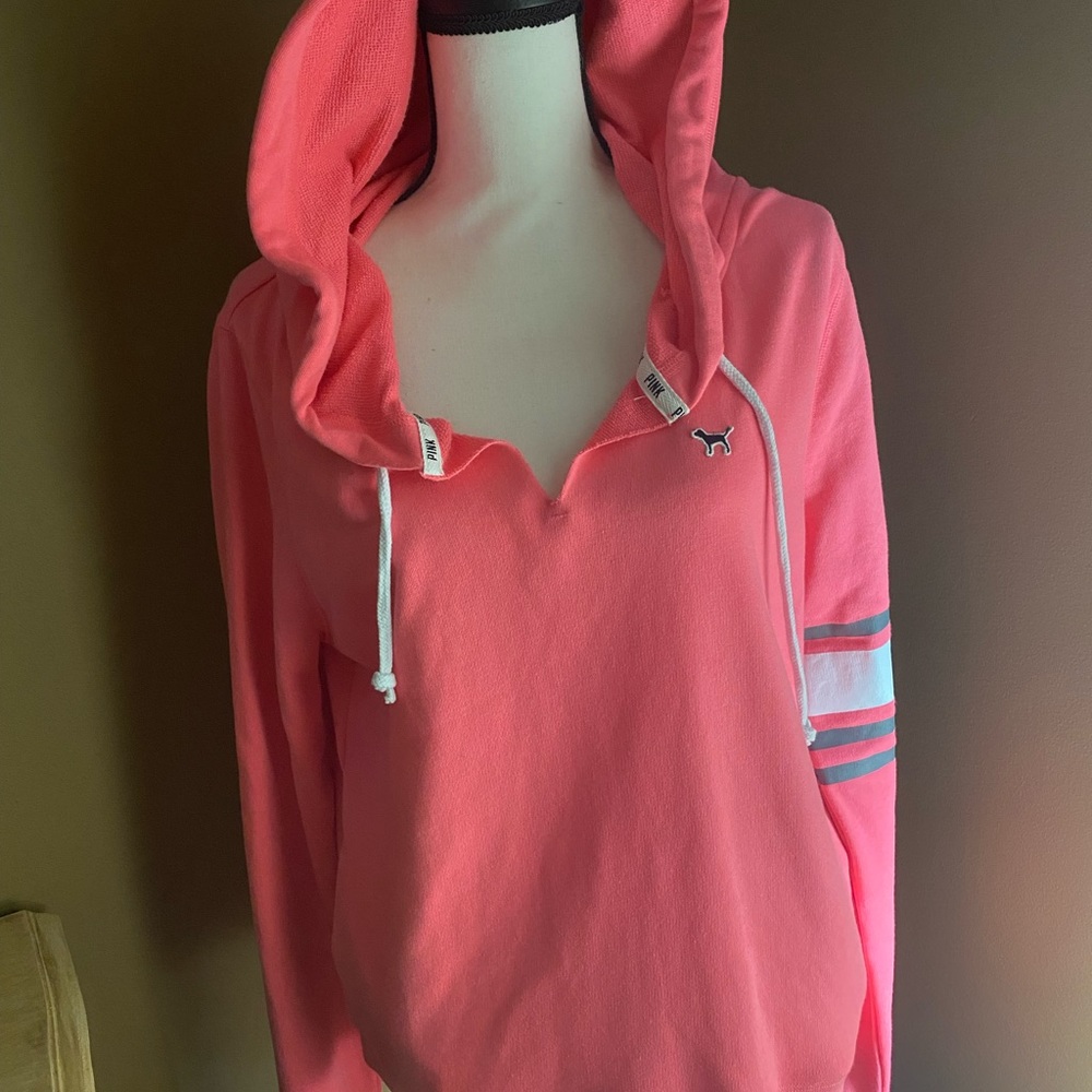 Victoria Secret Pink Hoodie NWOT size L Pink/Coral